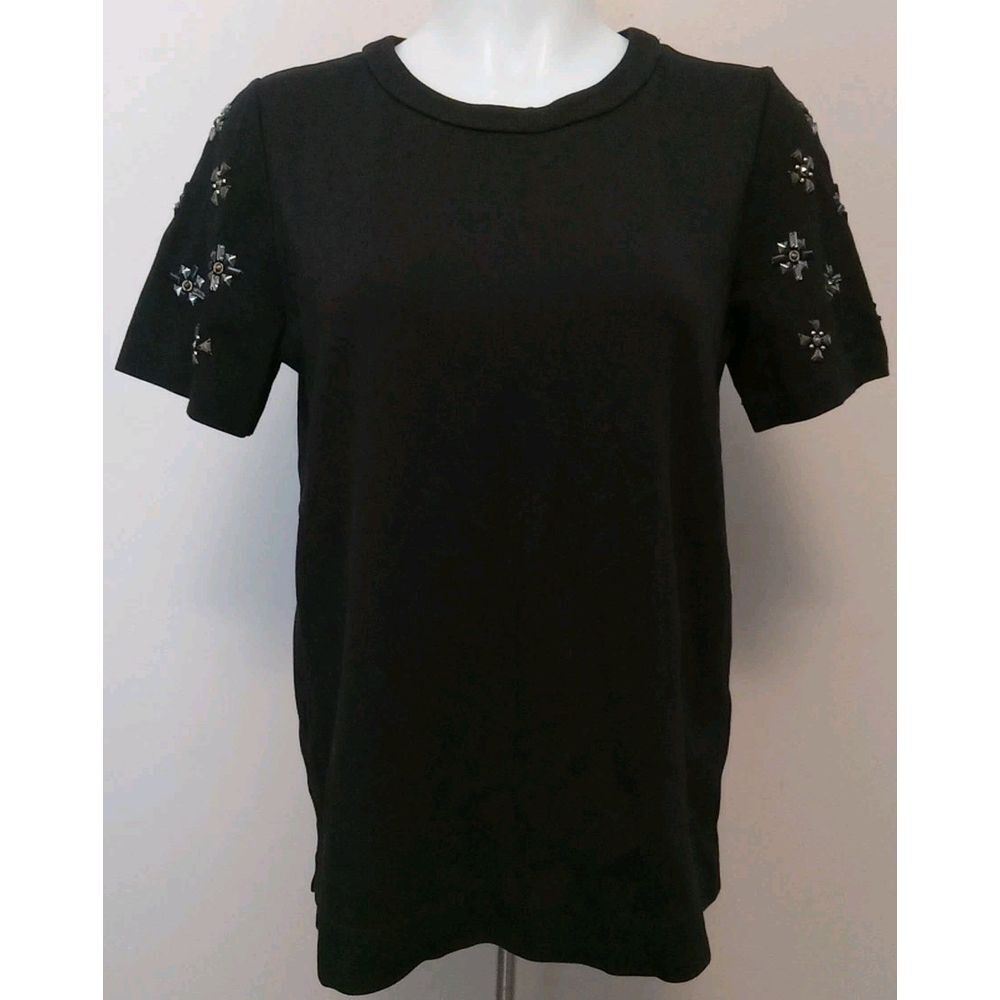 Madewell Women Black Embellished Shortsleeve T-shirt Size S